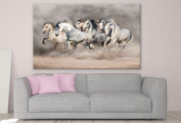 Horses Running on Sand Ground Dust Photograph Print 100% Australian Made