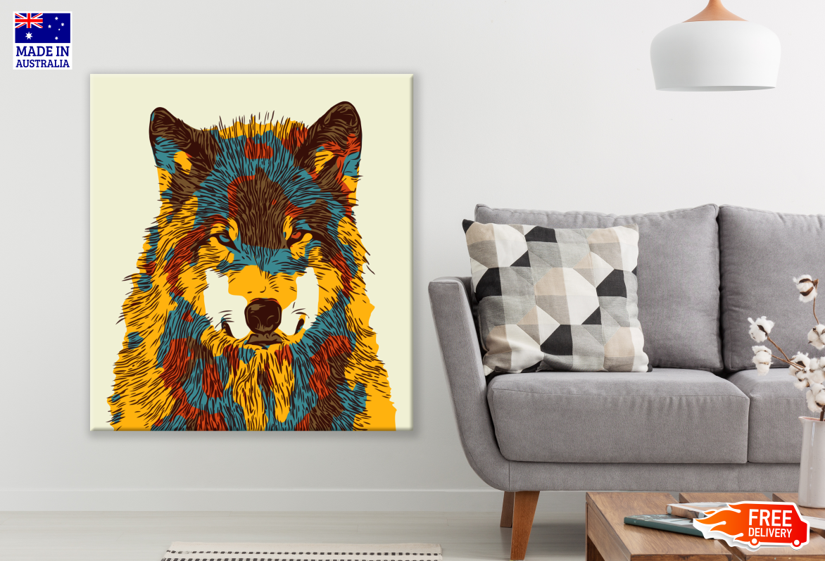 Abstract Wolf Face Portrait Painting Print 100% Australian Made