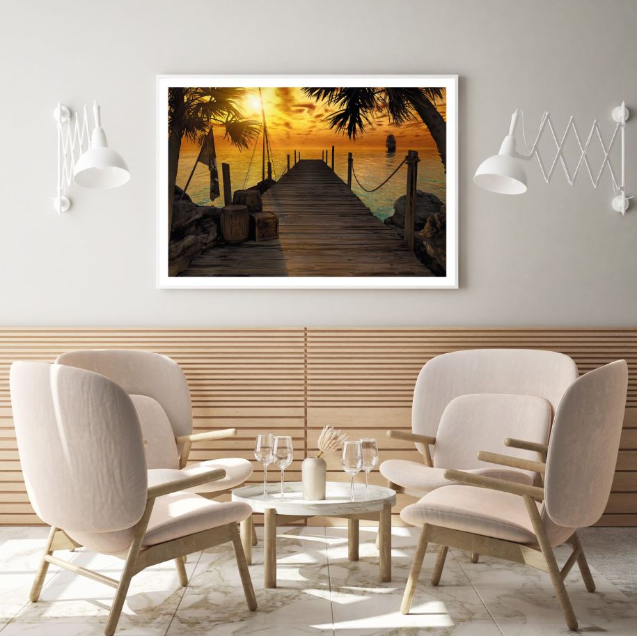 Wooden Pier Over Sea Scenery Home Decor Premium Quality Poster Print Choose Your Sizes