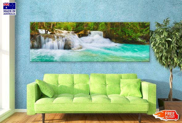 Panoramic Canvas Stunning Waterfall High Quality 100% Australian made wall Canvas Print ready to hang