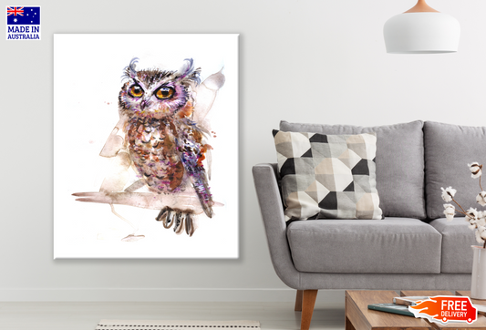 Owl Portrait Watercolour Painting Print 100% Australian Made