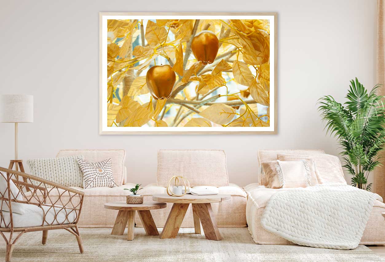 Golden Apples with Branch View Photograph Home Decor Premium Quality Poster Print Choose Your Sizes