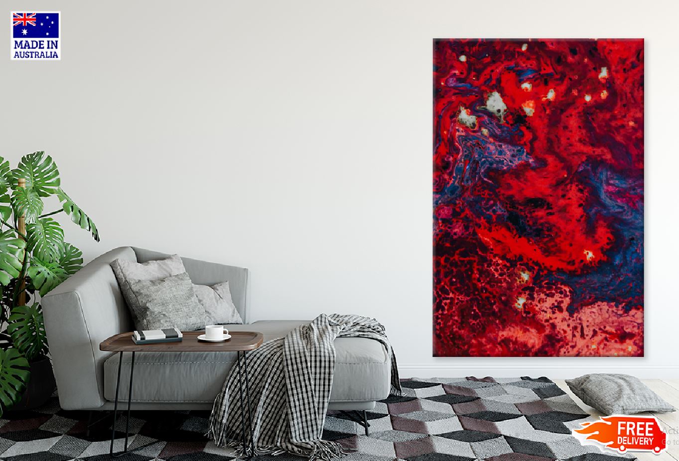 Purple & Red Acrylic Abstract Design Print 100% Australian Made