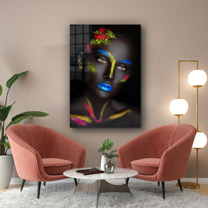 Colorful Woman Abstract Print Tempered Glass Wall Art 100% Made in Australia Ready to Hang