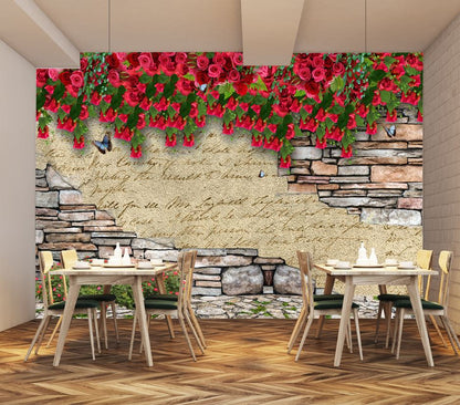 Wallpaper Murals Peel and Stick Removable Wall & Rose Flowers Design High Quality