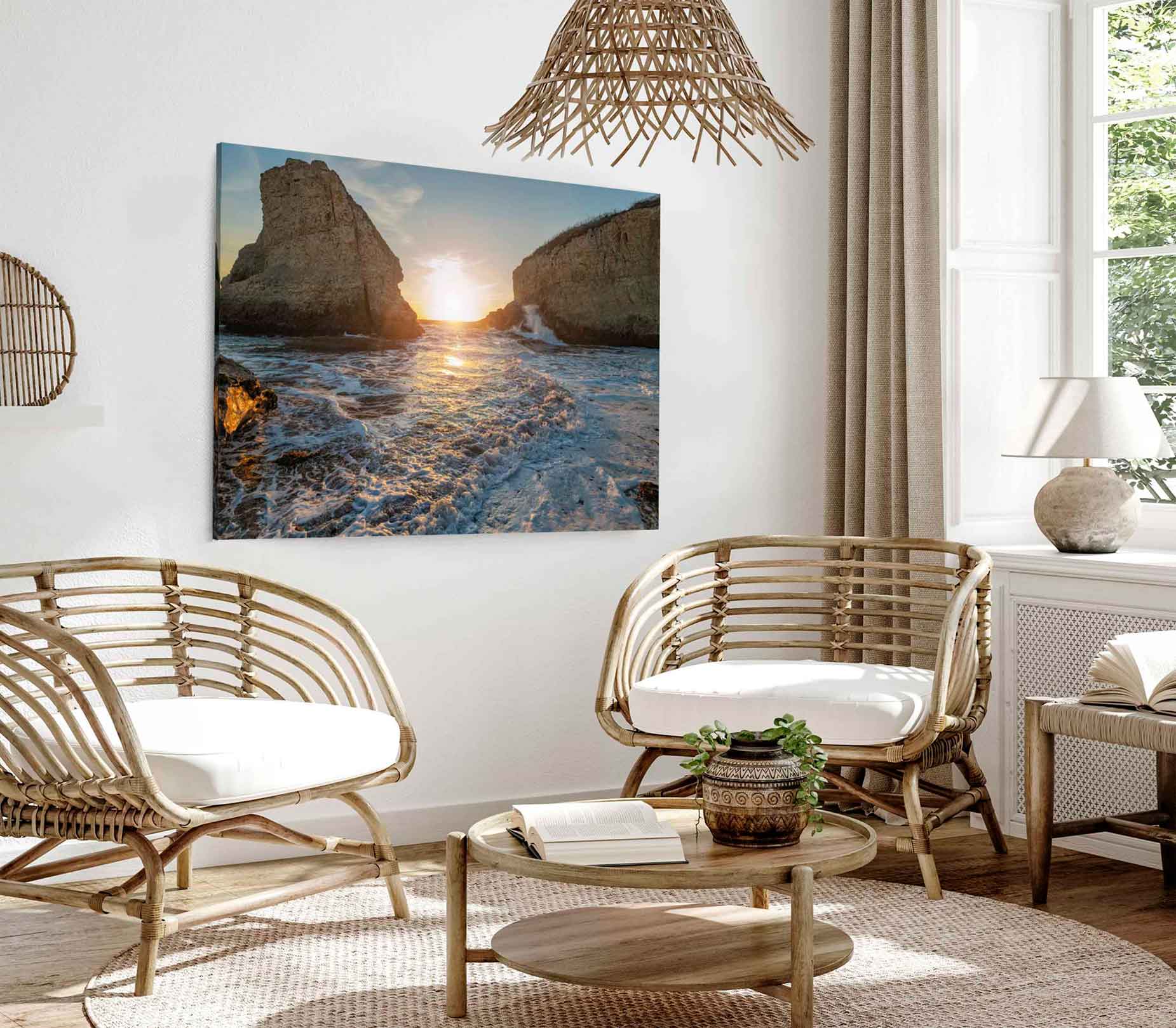 Bella Home Sun Light in Between Santa Cruz Rock Print Canvas Ready to hang