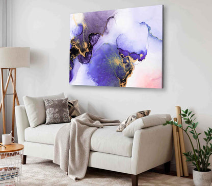 Bella Home Purple Gold Abstract Marble Ink Print Canvas Ready to hang