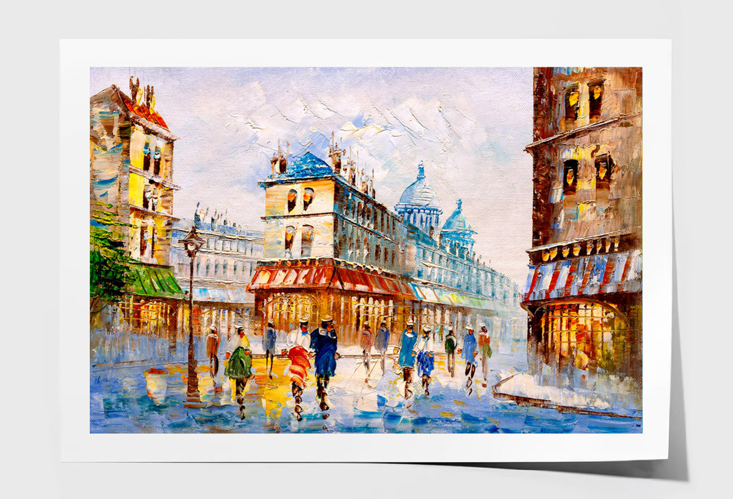 People Walking in Street of Paris Oil Painting Wall Art Limited Edition High Quality Print Unframed Roll Canvas None