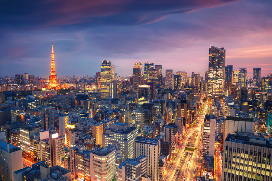 Tokyo City Aerial Sunset View Photograph Print 100% Australian Made