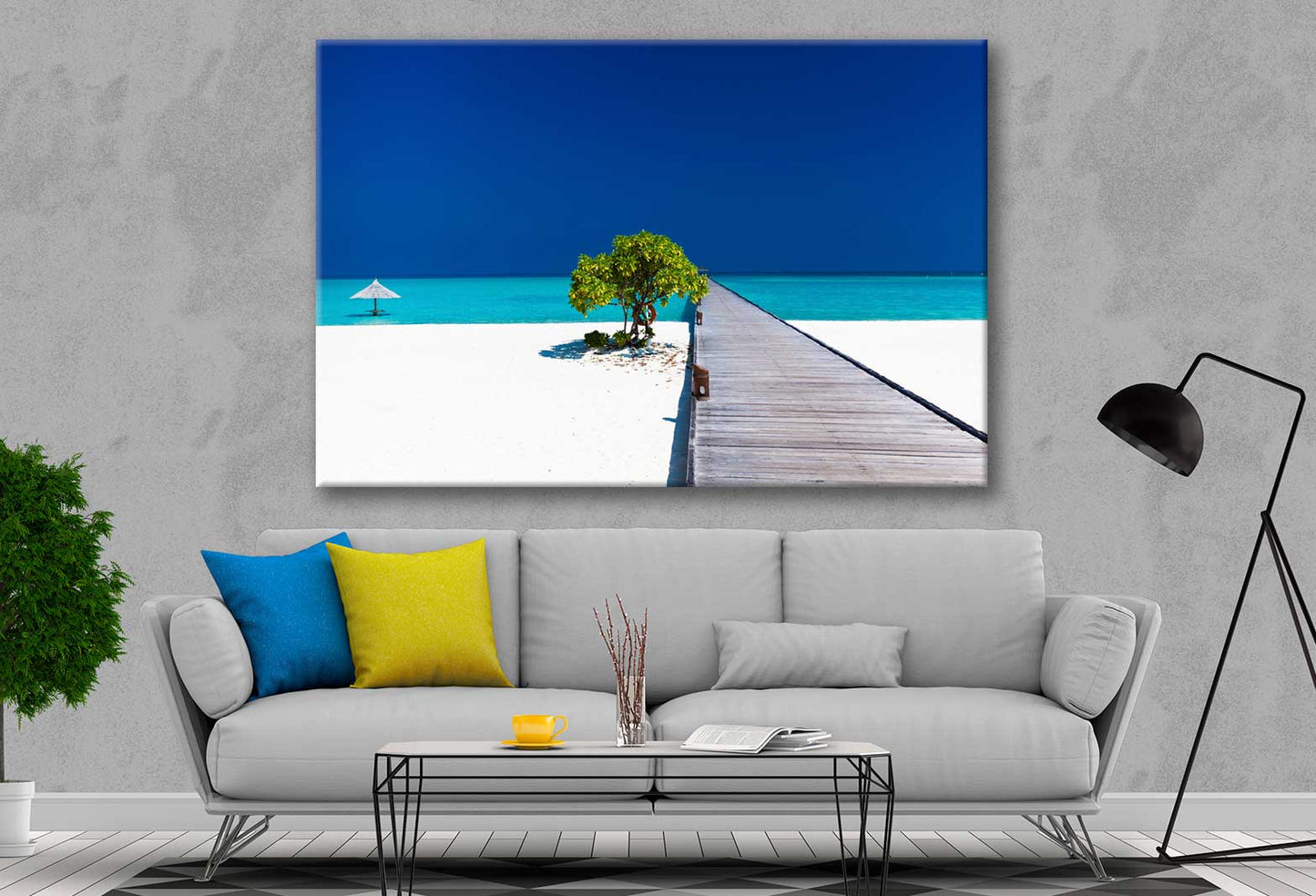 Bella Home Wooden Pier in To The Sand Beach Print Canvas Ready to hang