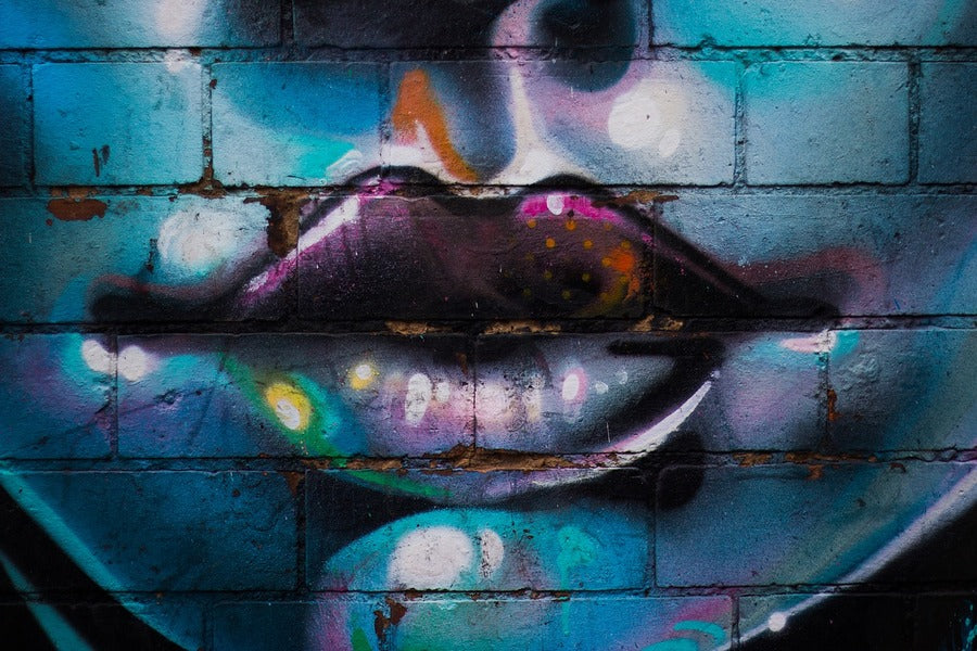 Lips Closeup Graffiti Painting Print 100% Australian Made