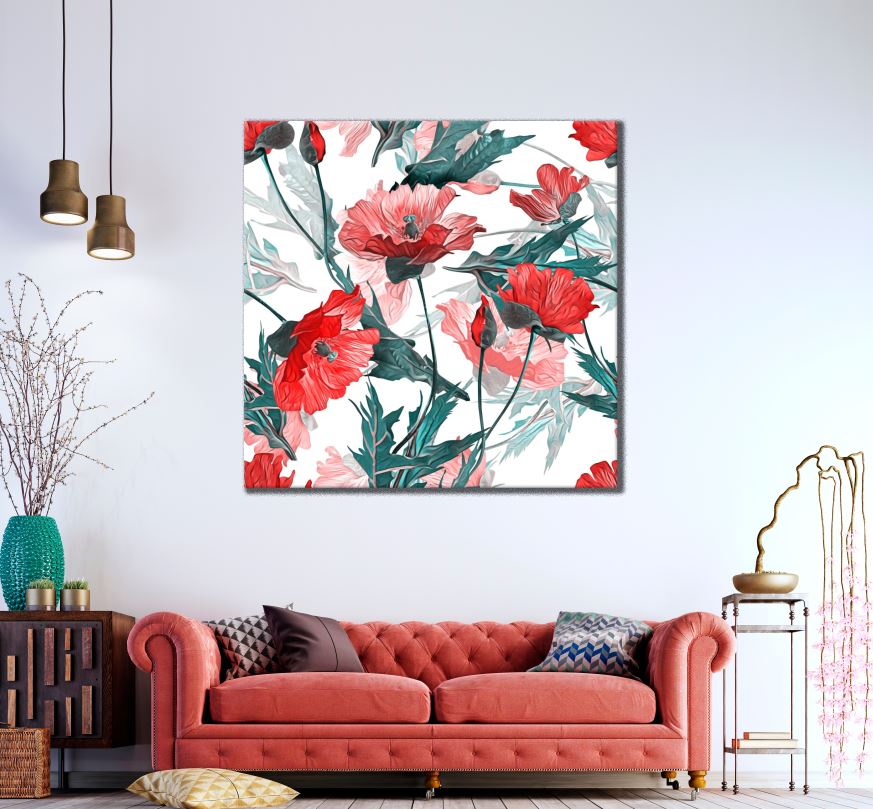 Square Canvas Colourful Floral Painting High Quality Print 100% Australian Made