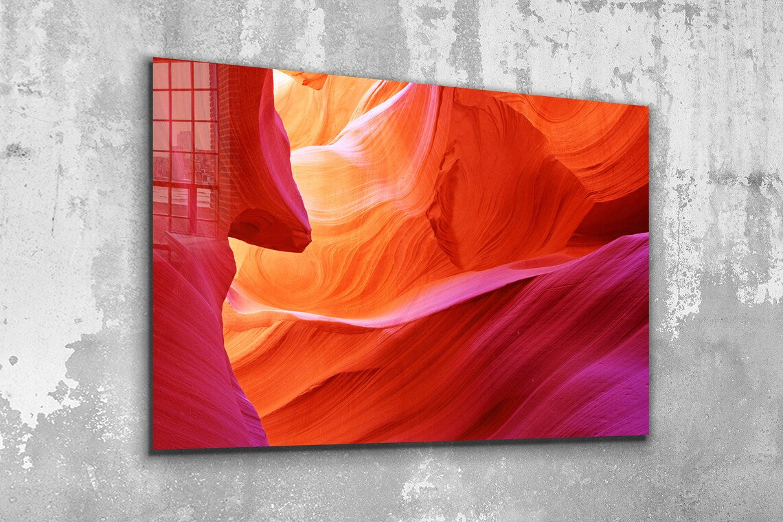 Antelope Canyon View Print Tempered Glass Wall Art 100% Made in Australia Ready to Hang