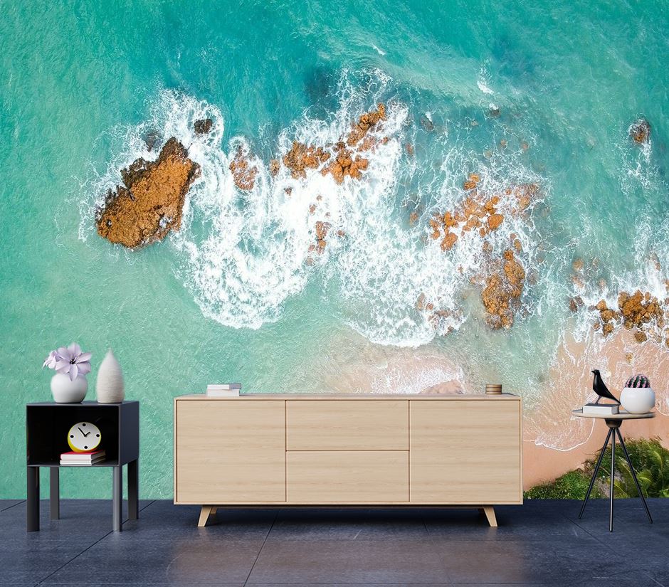 Wallpaper Murals Peel and Stick Removable Beach Aerial View High Quality