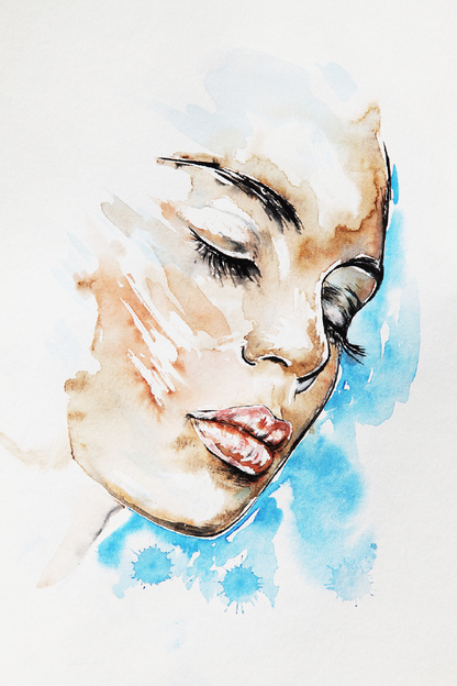 Beauty Girl Portrait Watercolor Painting Print 100% Australian Made