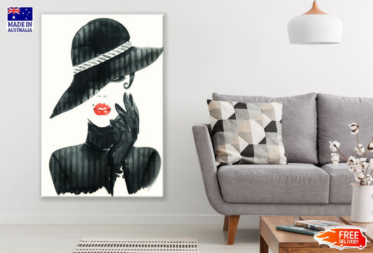 Woman with Elegant Hat B&W Abstract Design Print 100% Australian Made