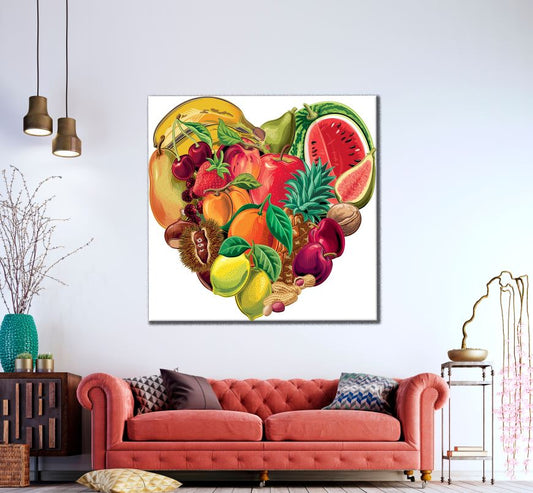 Square Canvas Heart Shaped Fruit Art High Quality Print 100% Australian Made