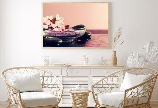 Spa Salt & Flowers Closeup View Photograph Home Decor Premium Quality Poster Print Choose Your Sizes