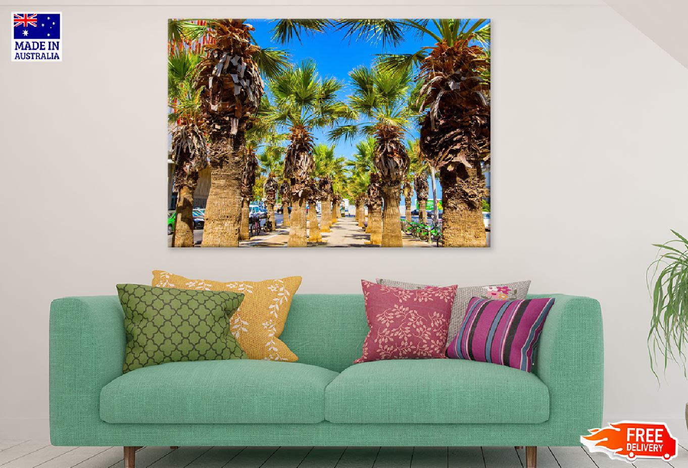 Palm Tree Lane View Photograph Print 100% Australian Made