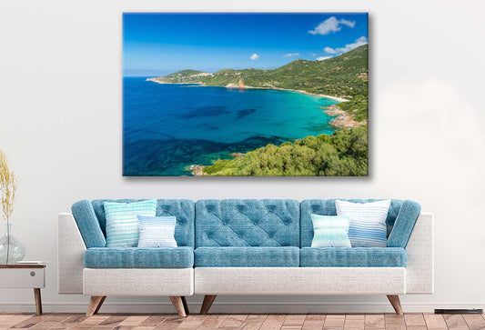 Bella Home Forest & Blue Sea Coastal Aerial Print Canvas Ready to hang