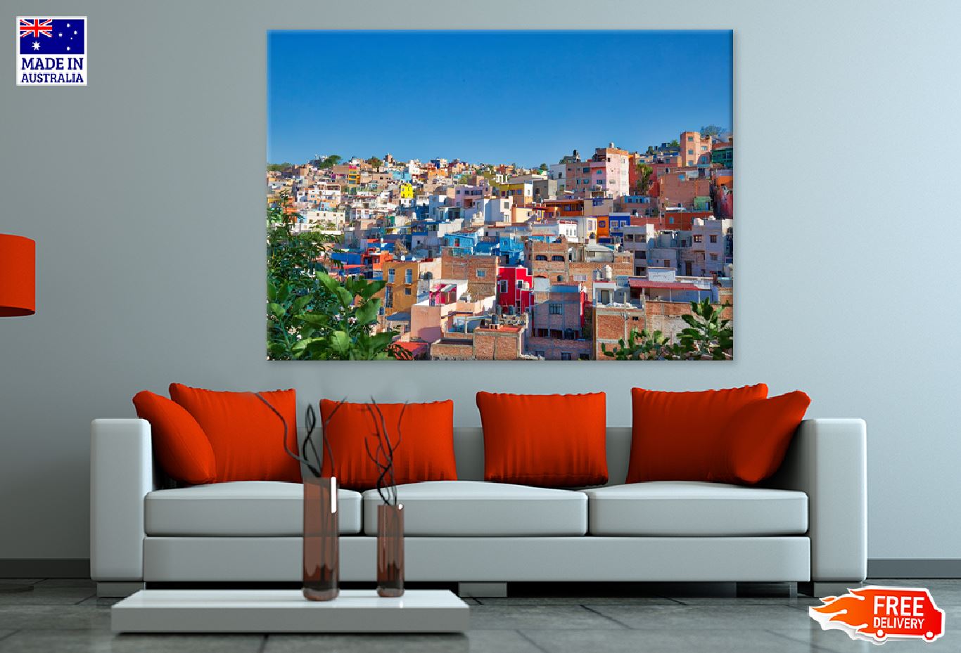 Guanajuato Colorful Houses View Photograph Print 100% Australian Made