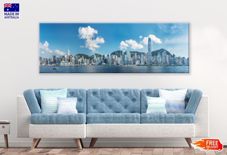 Panoramic Canvas City & Beach View High Quality 100% Australian made wall Canvas Print ready to hang