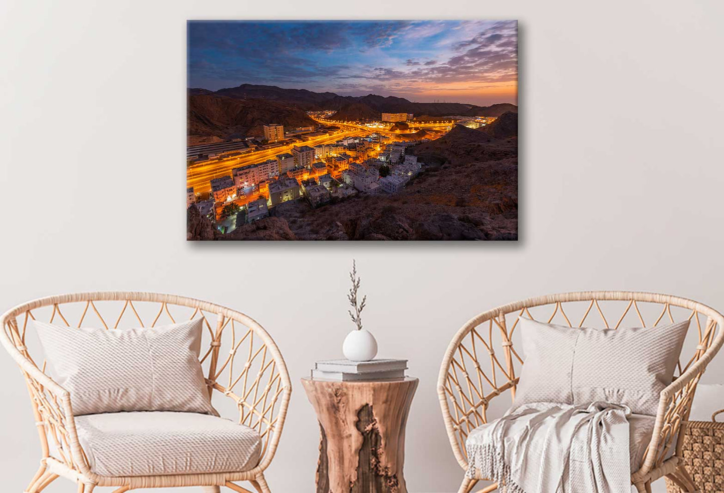 Bella Home Hatat Skyline Sunset View Muscat Print Canvas Ready to hang