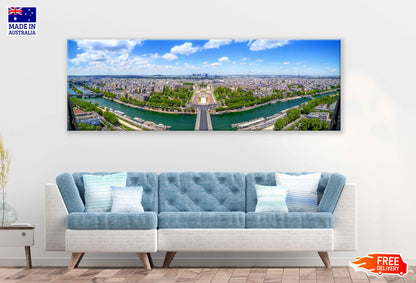 Panoramic Canvas Paris City Sky View High Quality 100% Australian Made Wall Canvas Print Ready to Hang