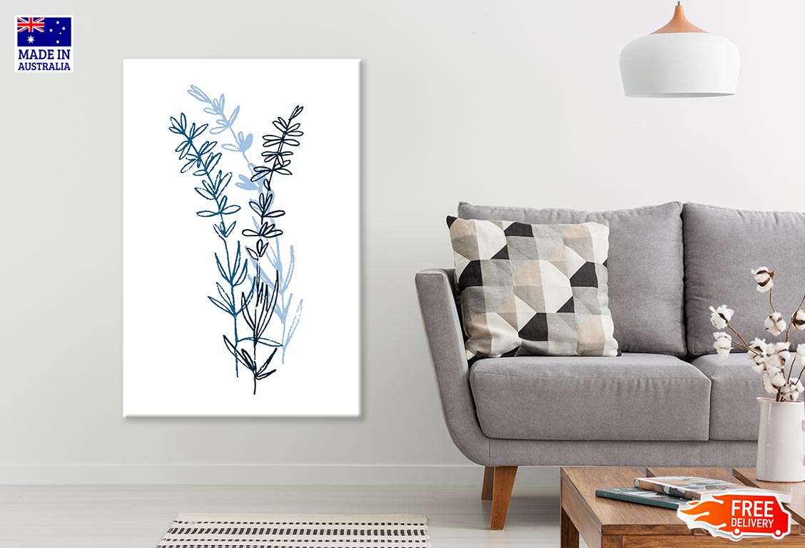 Green & Blue Plants Line Art Print 100% Australian Made