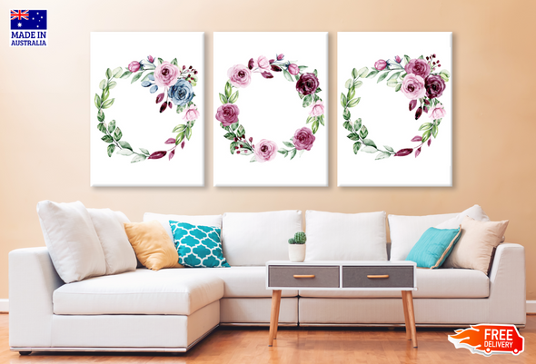 3 Set of Floral Design High Quality print 100% Australian made wall Canvas ready to hang