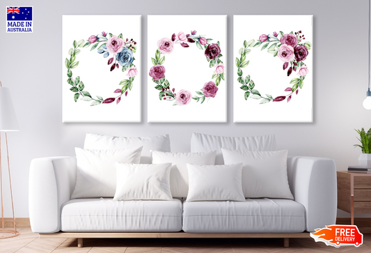 3 Set of Floral Design High Quality print 100% Australian made wall Canvas ready to hang