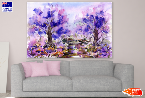 Purple Trees Painting Print 100% Australian Made