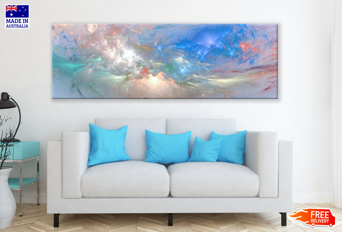 Panoramic Canvas Colourful Abstract Design High Quality 100% Australian made wall Canvas Print ready to hang