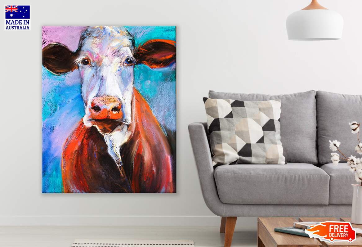 Cow Face Portrait Painting Print 100% Australian Made