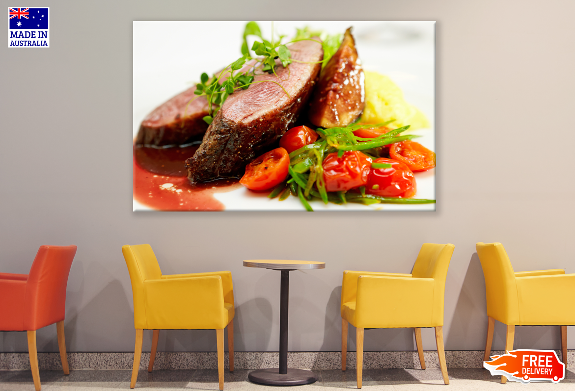 Steaks and Vegetables Dish Kitchen & Restaurant Print 100% Australian Made