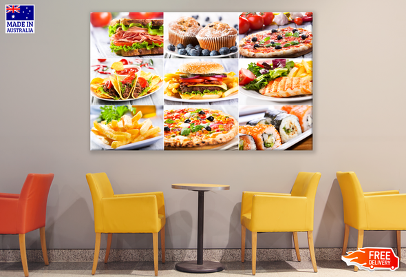 Food Collage of Various Burgers & Meals Kitchen & Restaurant Print 100% Australian Made
