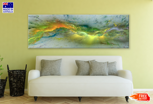 Panoramic Canvas Yellow Green Abstract High Quality 100% Australian made wall Canvas Print ready to hang