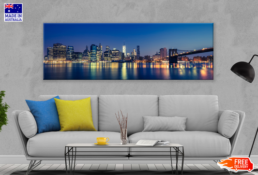 Panoramic Canvas NewYork City Night View High Quality 100% Australian made wall Canvas Print ready to hang