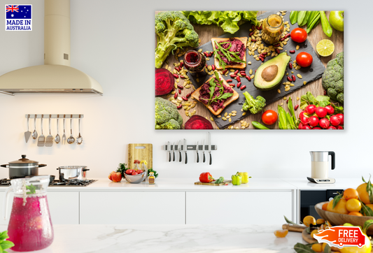 Fruits, Vegetables & Meat Photograph Kitchen & Restaurant Print 100% Australian Made