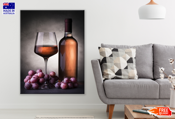 Grape Wine Bottel, Glass & Grape Fruit Kitchen & Restaurant  Print 100% Australian Made