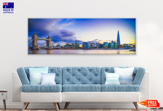 Panoramic Canvas Tower Bridge & City View High Quality 100% Australian made wall Canvas Print ready to hang