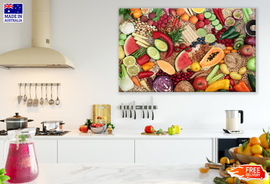 Fruits & Vegetables Pattern Kitchen & Restaurant Print 100% Australian Made