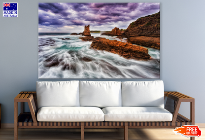 Stunning Beach View With Purple Sky Photograph Print 100% Australian Made