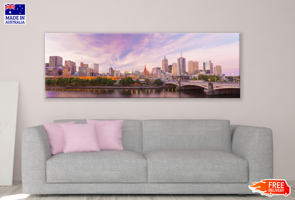 Panoramic Canvas City View Photograph High Quality 100% Australian made wall Canvas Print ready to hang