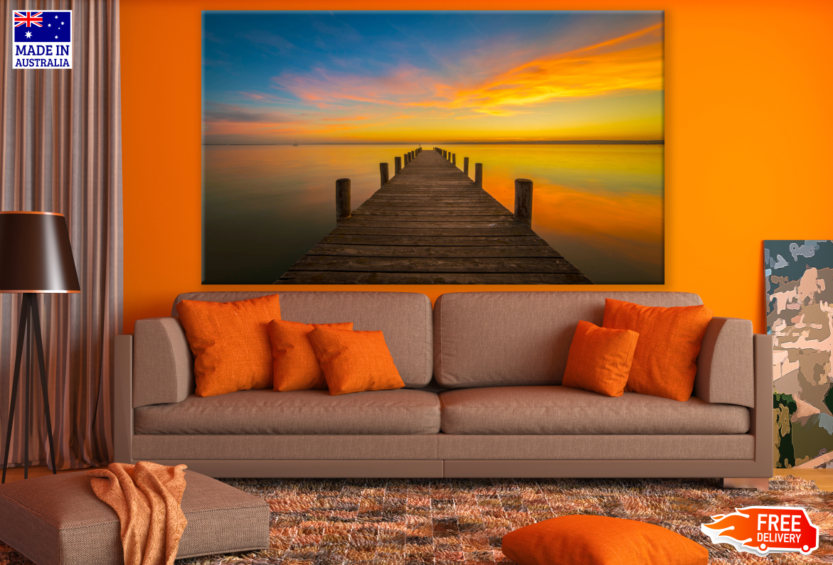 Wooden Pier on Stunning Beach Sunset Print 100% Australian Made