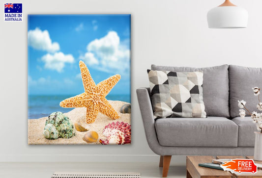 Star Fish & Shells on Beach Photograph Print 100% Australian Made