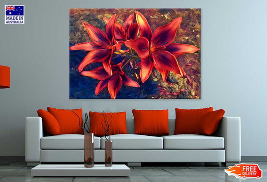 Vibrant Red Lilies Closeup View Photograph Print 100% Australian Made