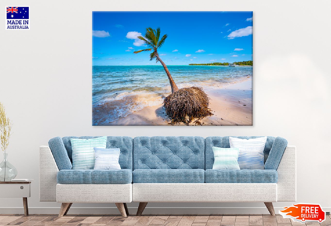 Coconut Palm Tree on Sea View Photograph Print 100% Australian Made