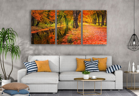 3 Set of Autumn Forest Photograph High Quality Print 100% Australian Made Wall Canvas Ready to Hang