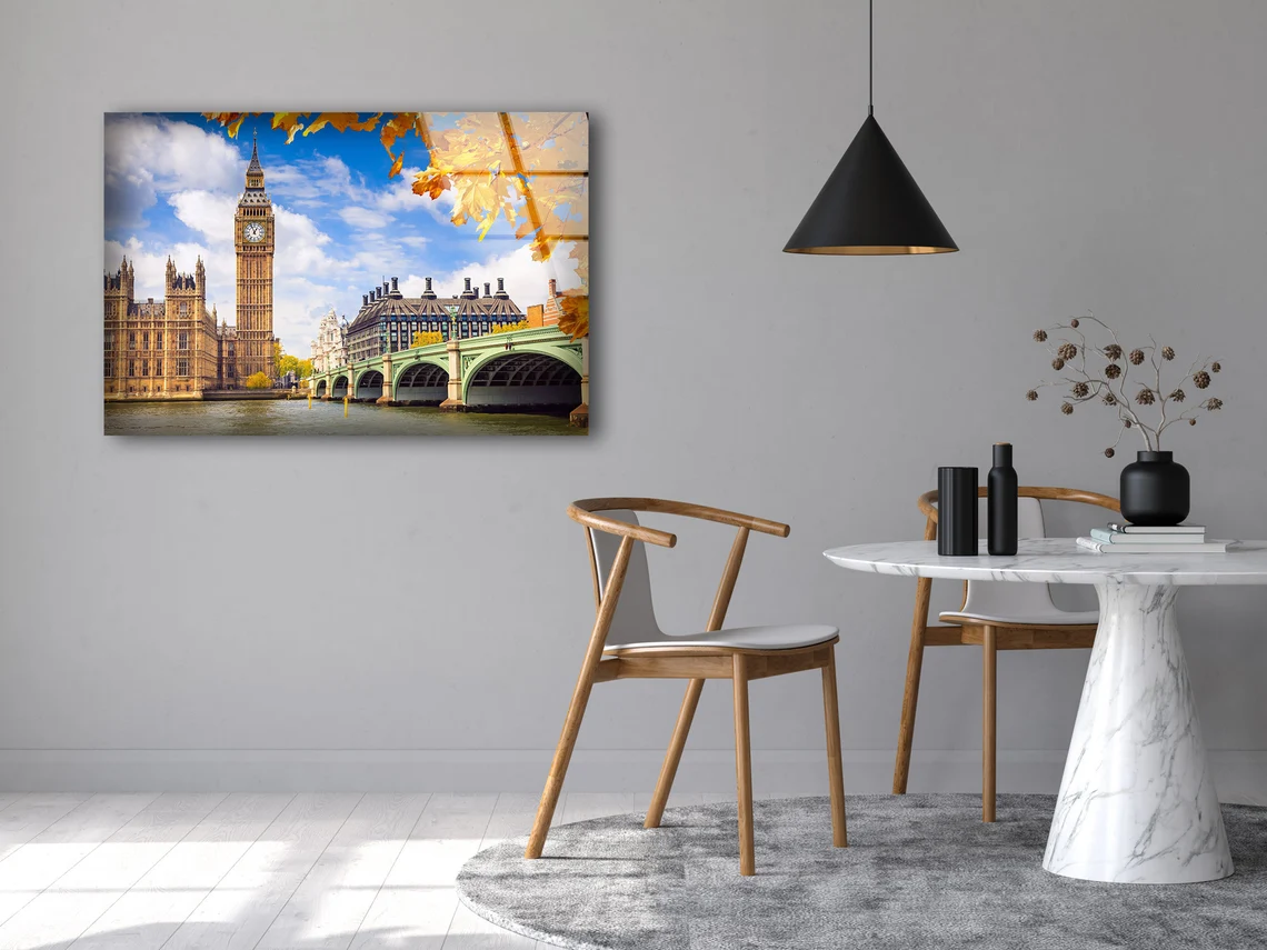 London Big Ben Tower & Bridge Photograph Acrylic Glass Print Tempered Glass Wall Art 100% Made in Australia Ready to Hang